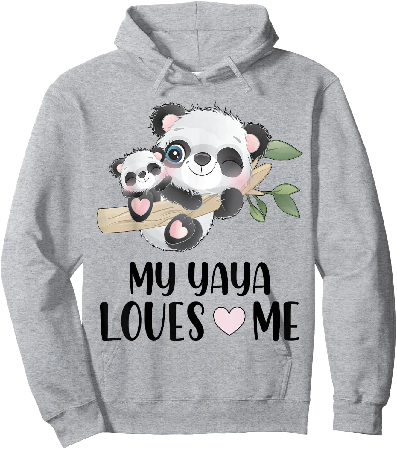 Gift Grandson Granddaughter | Pandas My Yaya Loves Me Hoodie - Hoodie | Ash