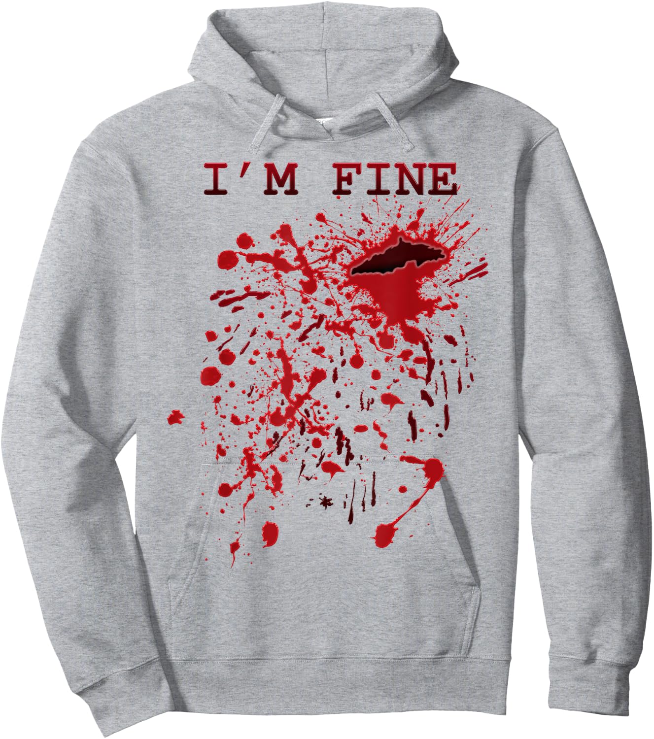 I'm Fine Bloody Hand Blood Splatter Funny Halloween Costume Hoodie - Hoodie | Ash