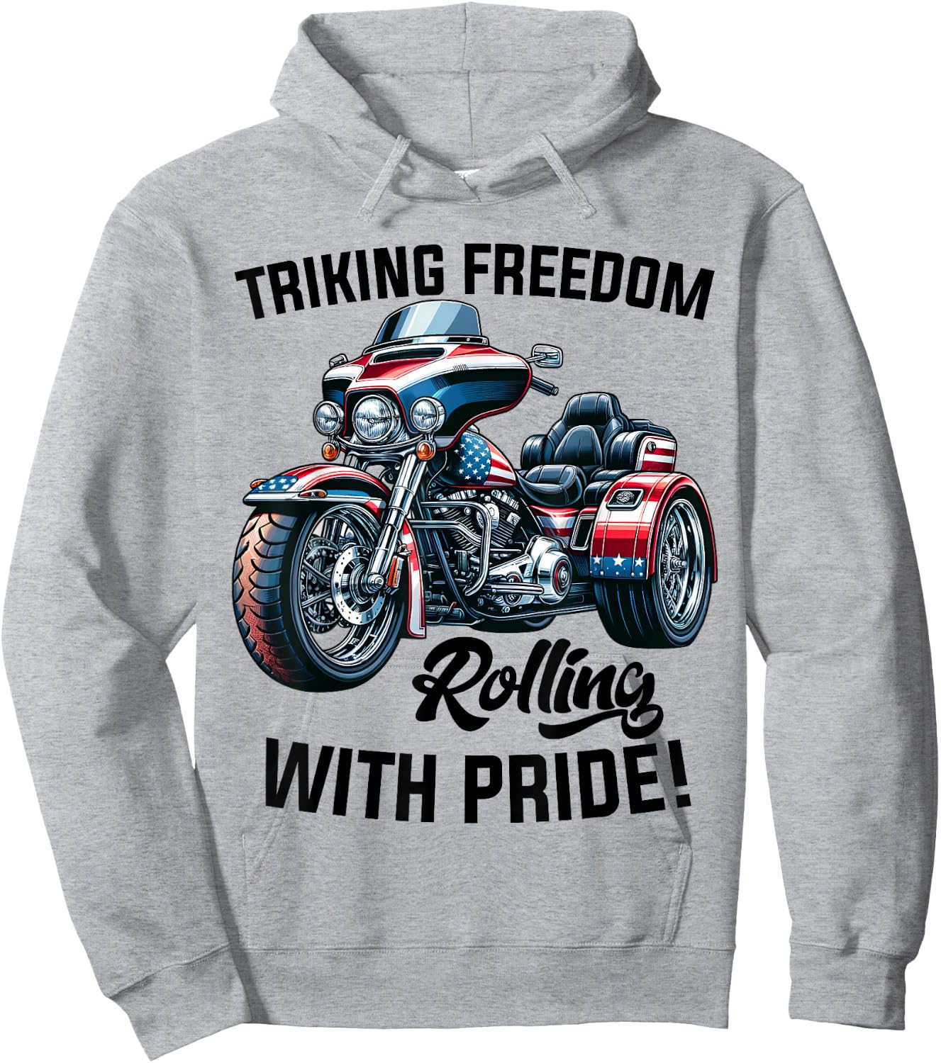 USA Trike Motorcycle Patriotic American Flag Trike Dad Hoodie - Hoodie | Ash