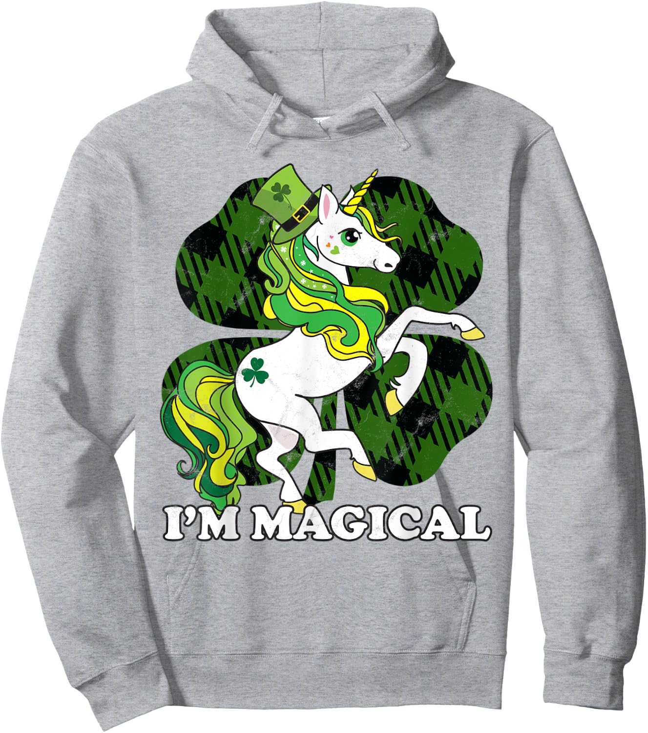 Unicorn Plaid St Patricks Day Magical Lepricorn Girl Women Hoodie - Hoodie | Ash