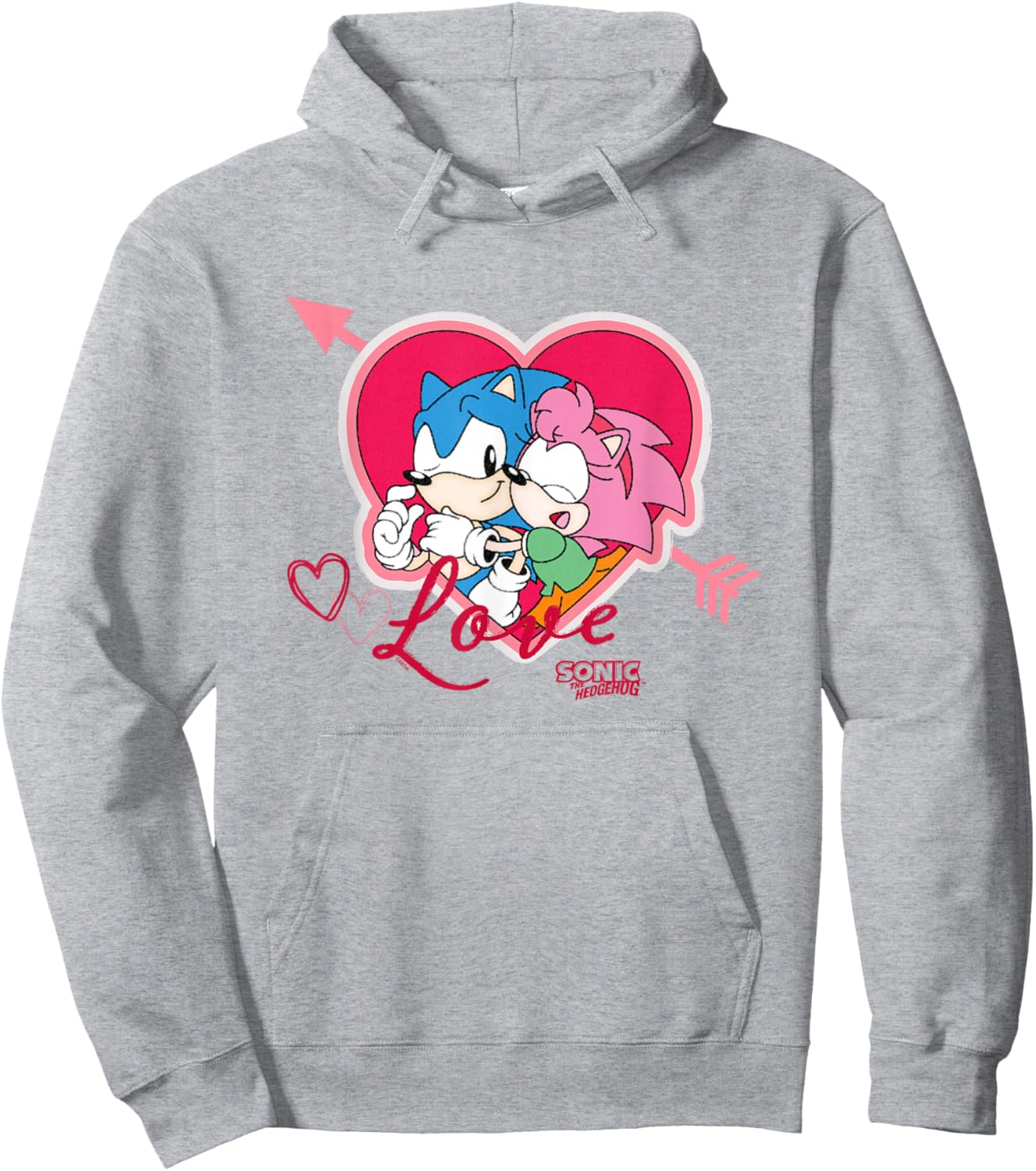 Sonic The Hedgehog Valentine's Day Sonic Amy Love Big Logo Hoodie - Hoodie | Ash