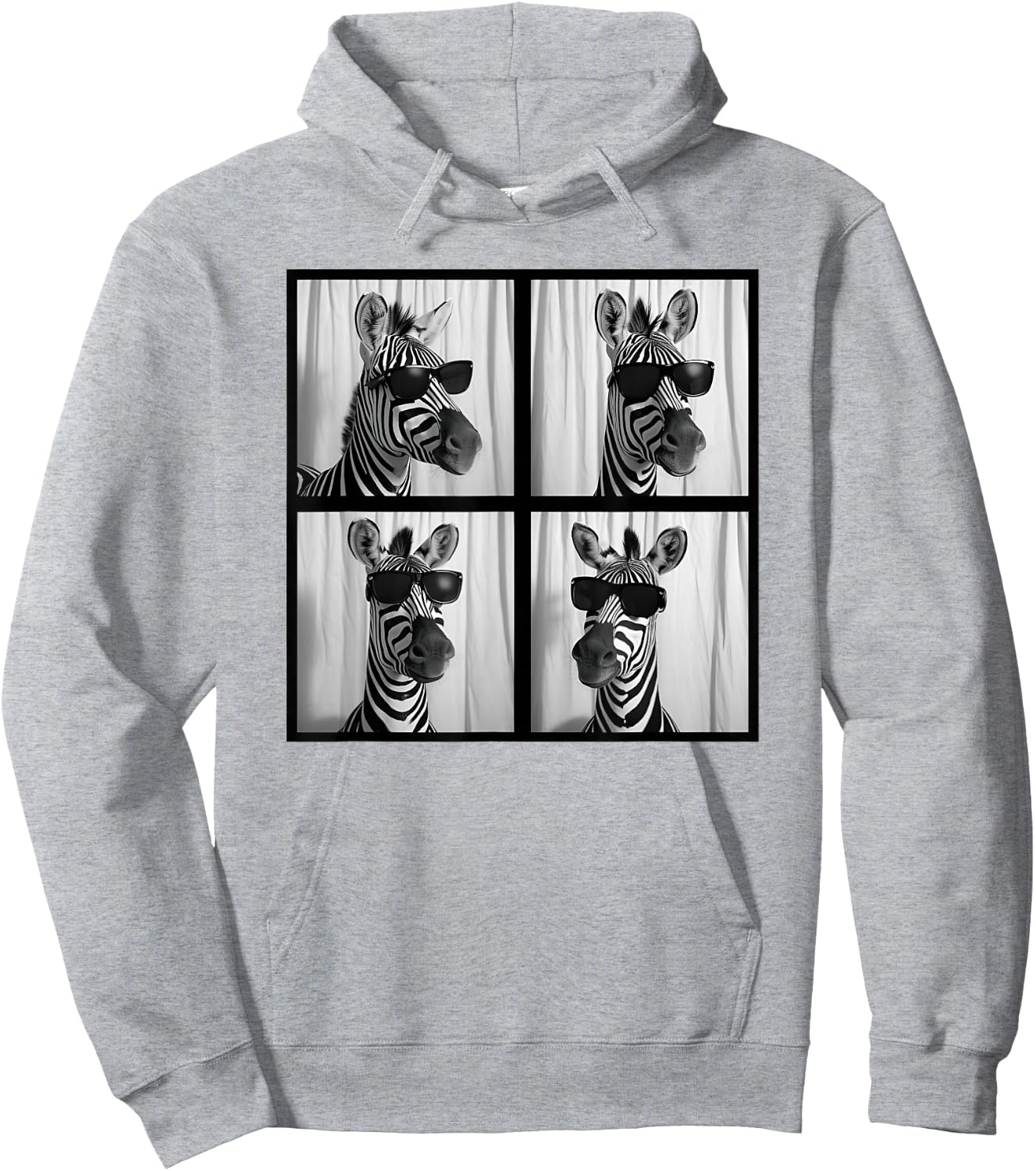 Zebra With Sunglasses Zoo Lover Funny Safari Animal Photo Hoodie - Hoodie | Ash