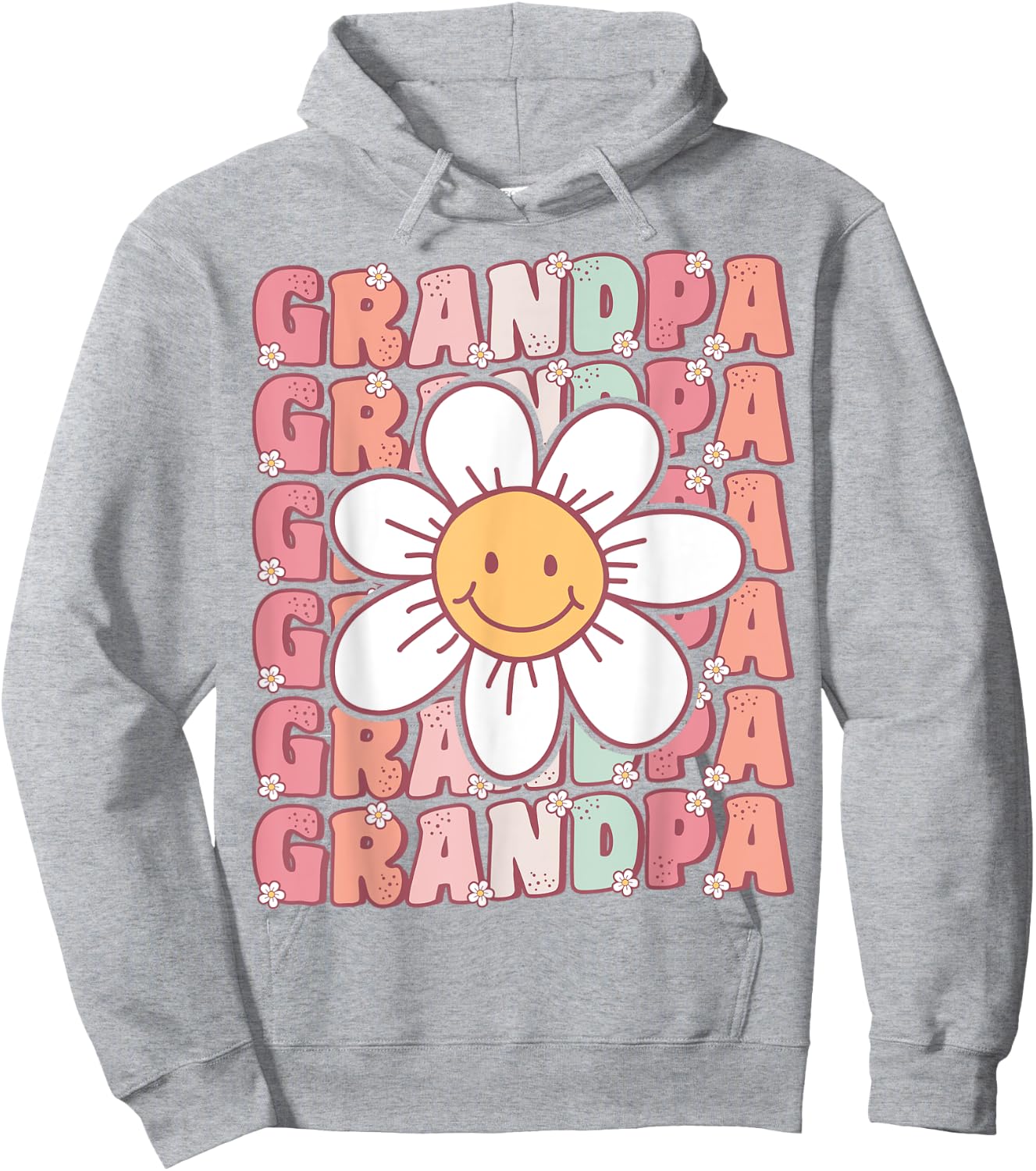 Groovy Grandpa Matching Family Birthday Party Daisy Flower Hoodie - Hoodie | Ash
