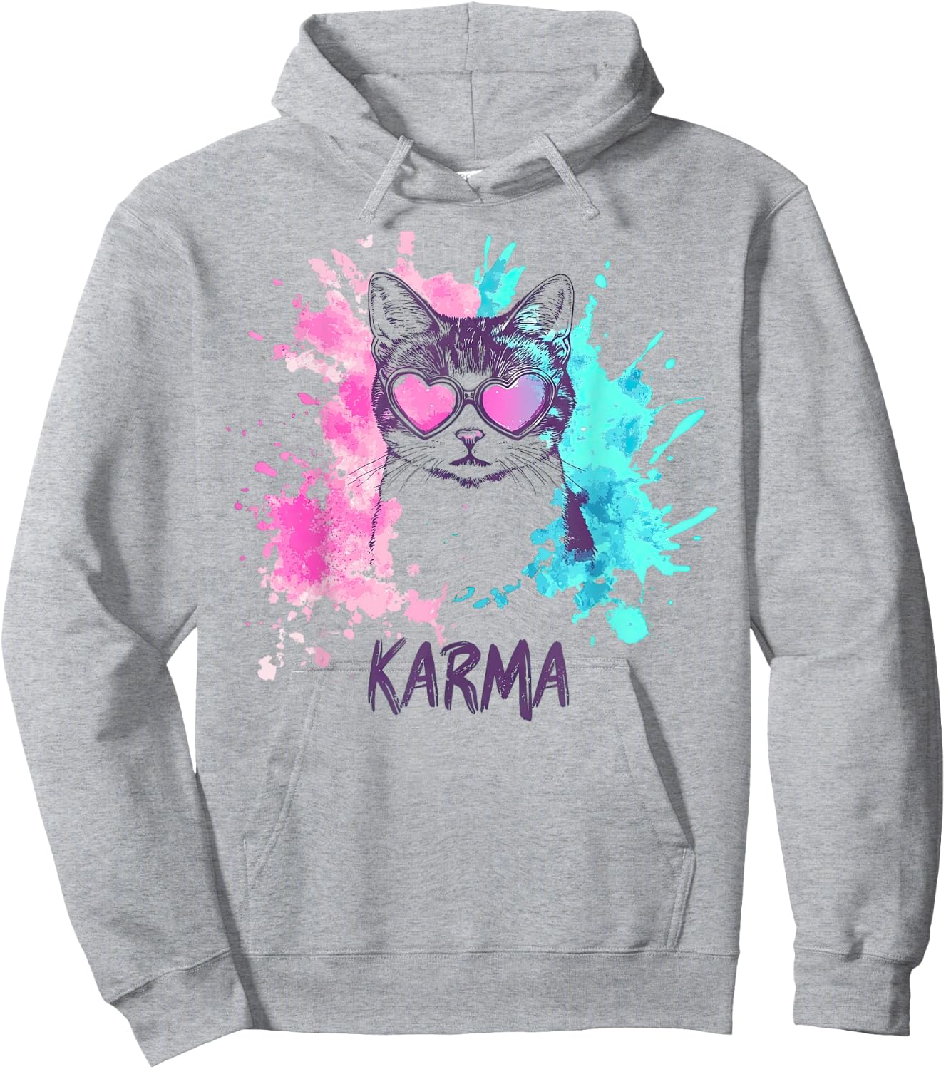 Vintage Cat Karma lovers For Teens Girls Women Men Hoodie - Hoodie | Ash