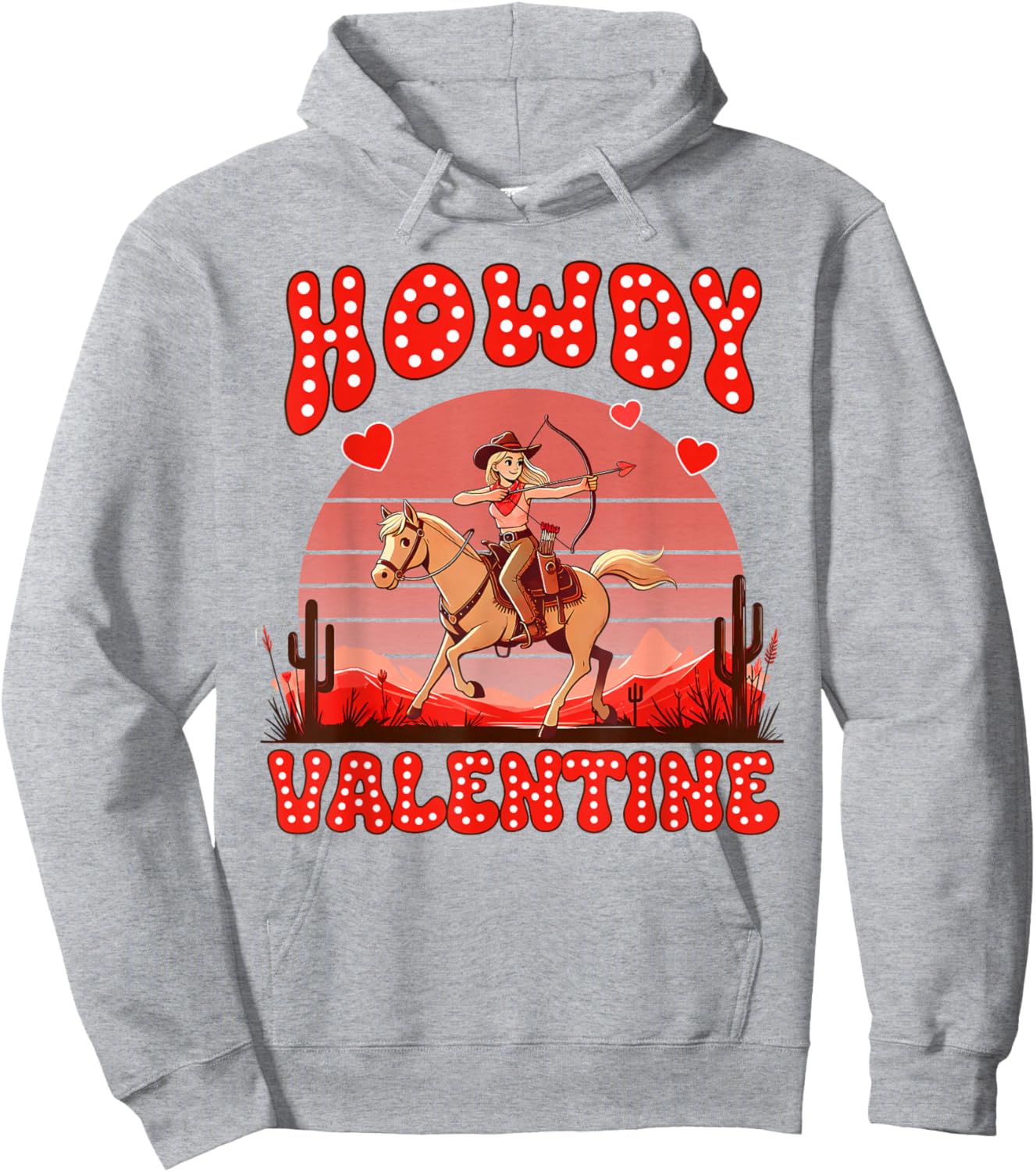 Western Country Life Valentines Howdy Valentines Cowgirl Hoodie - Hoodie | Ash