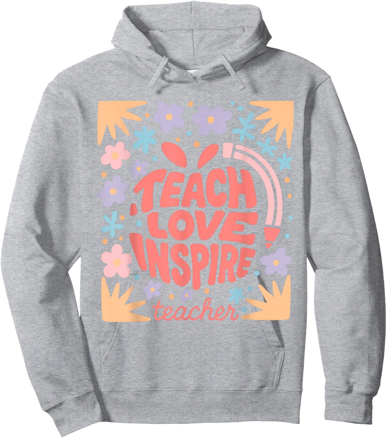 Boho Back to School Teacher Appreciation Flower Teacher Hoodie - Hoodie | Ash