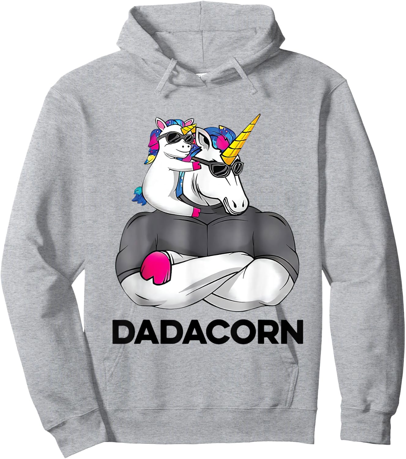 Fathers Day Gift Unicorn Dad Shirt Funny Dadacorn Men Hoodie - Hoodie | Ash