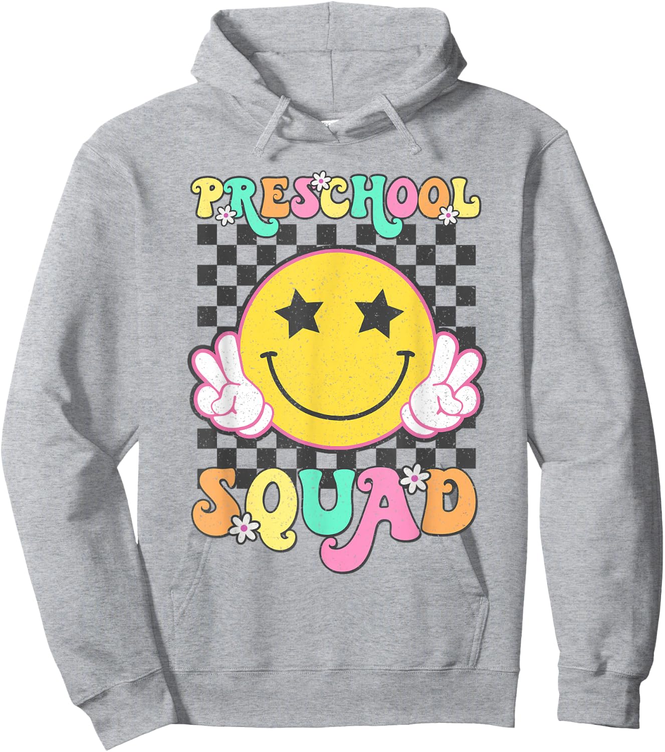 Preschool Squad Smile Retro Back To School Hoodie - Hoodie | Ash