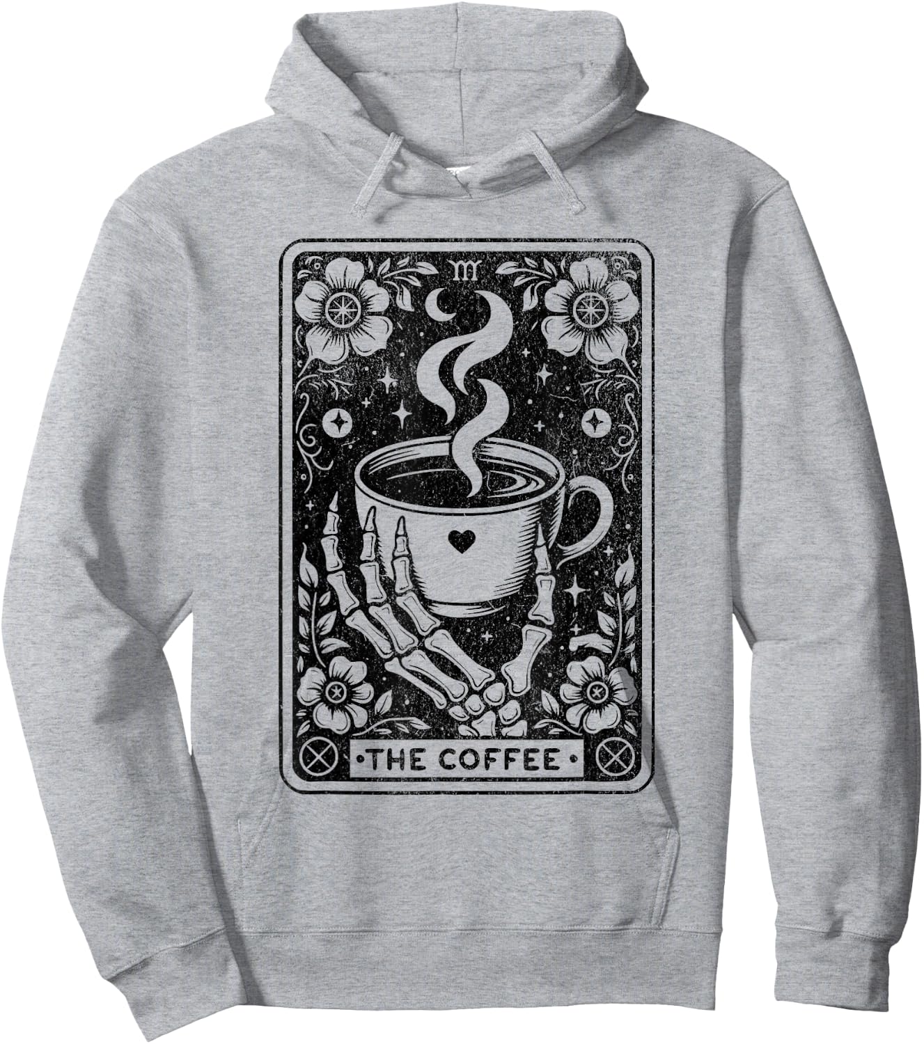 The Coffee Tarot Cards Skeleton Coffee Gifts Tarot Card Hoodie - Hoodie | Ash