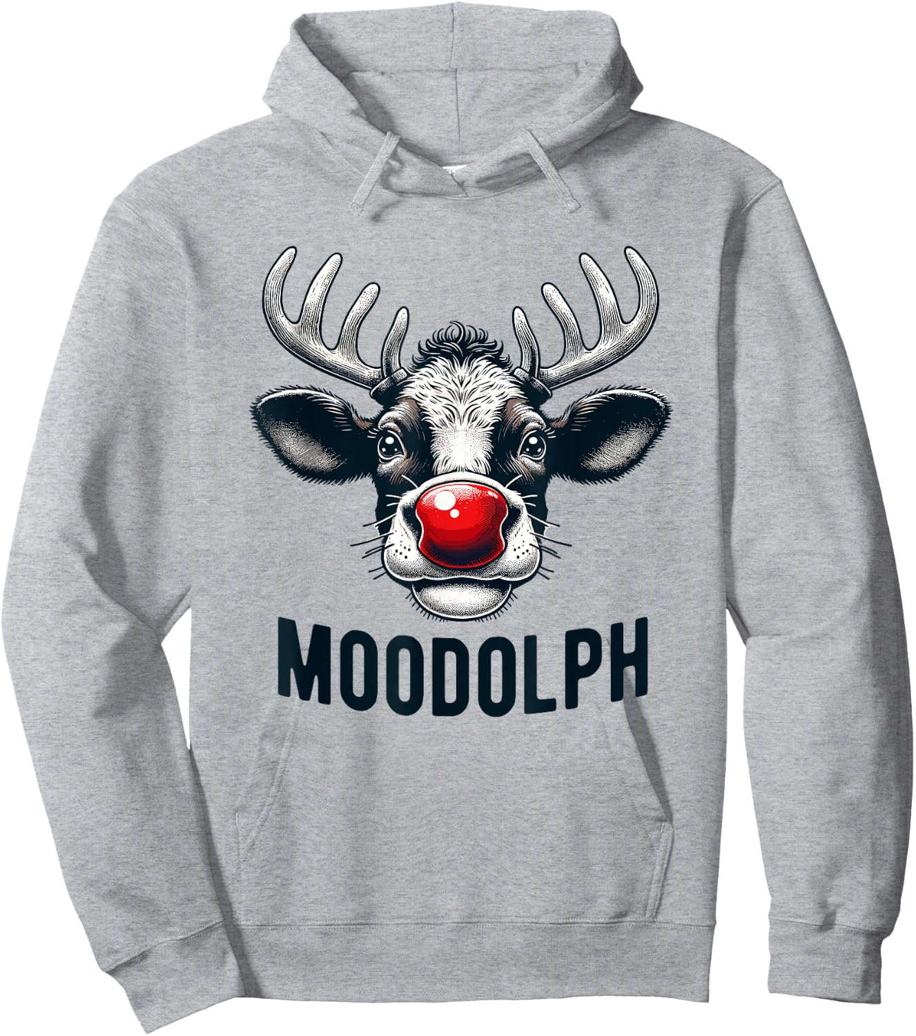 Funny Moodolph Cow Dairy Farmer Christmas Pun Hoodie - Hoodie | Ash
