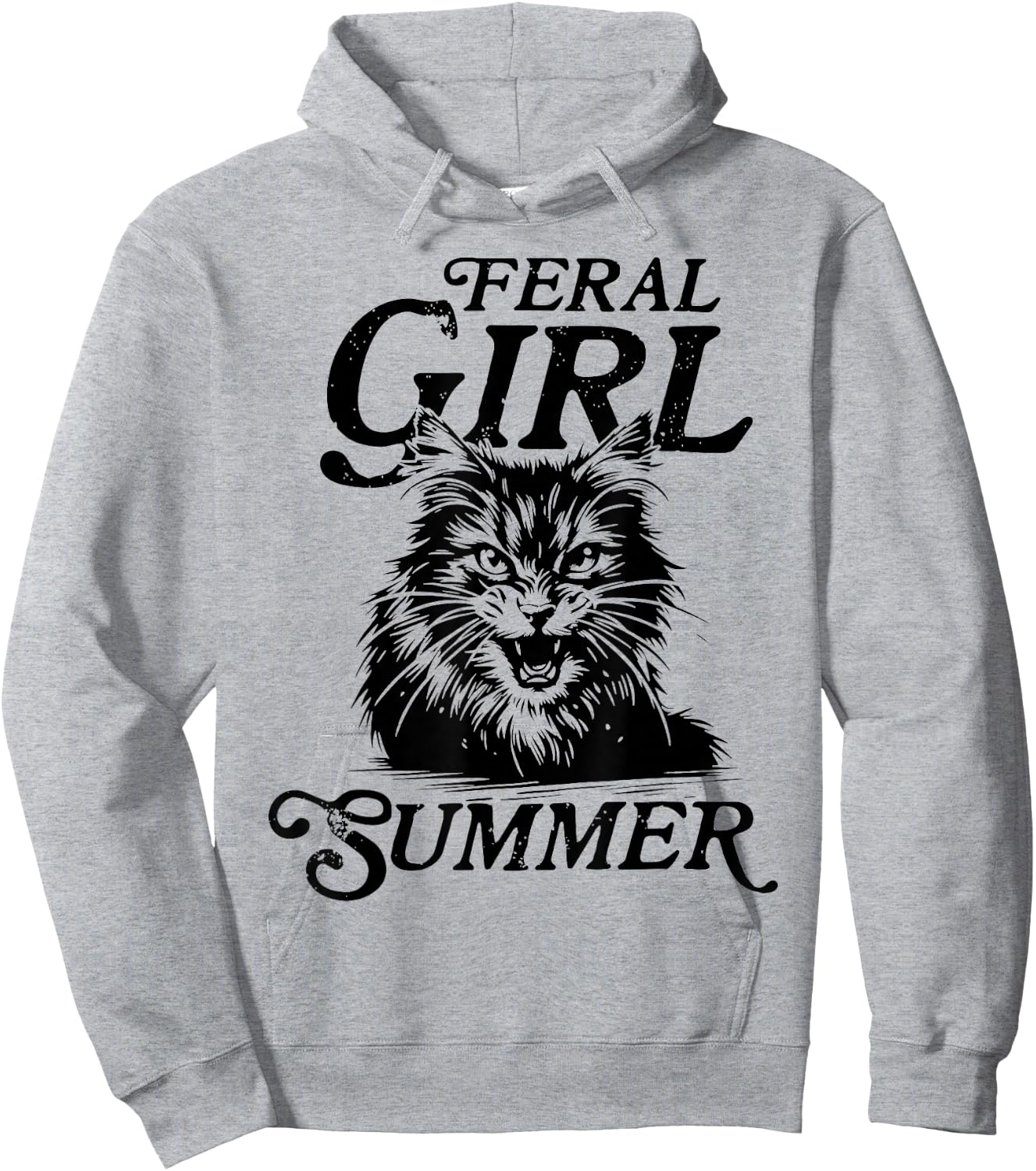 Feral Girl Summer Funny Meme Feral Cat Summer Vacation Funny Hoodie - Hoodie | Ash