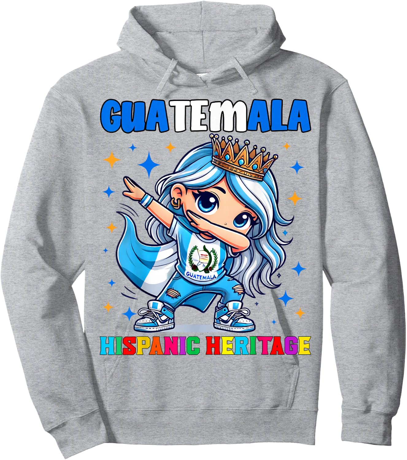 Guatemala Dabbing Girl Hispanic Heritage Celebration Hoodie - Hoodie | Ash
