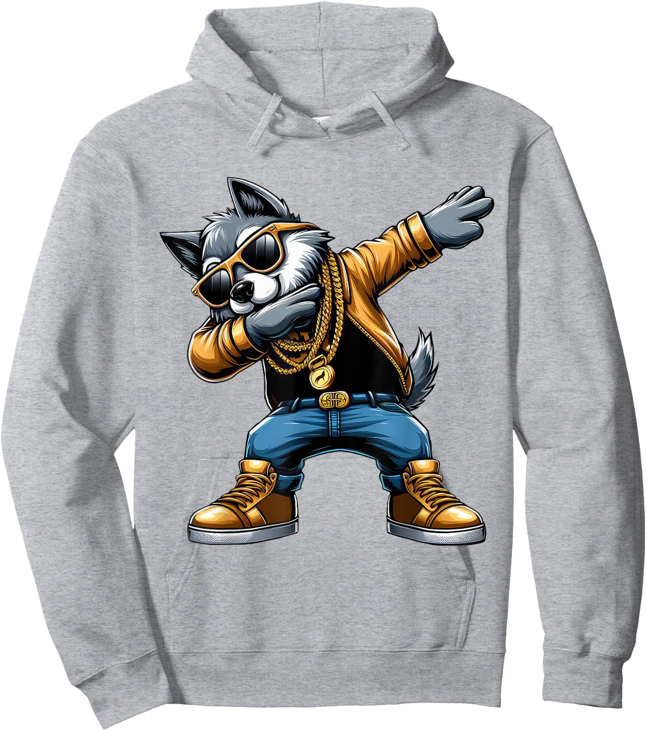 Dabbing Wolf Funny Wolf Dab Dance Boys Girls Kids Hoodie - Hoodie | Ash