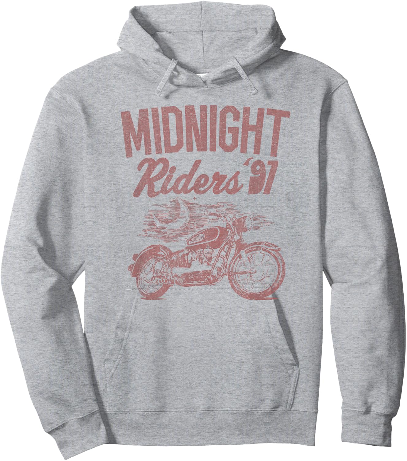 Trendy Midnight Riders '91 Faded Text, Motorcycle Hoodie - Hoodie | Ash