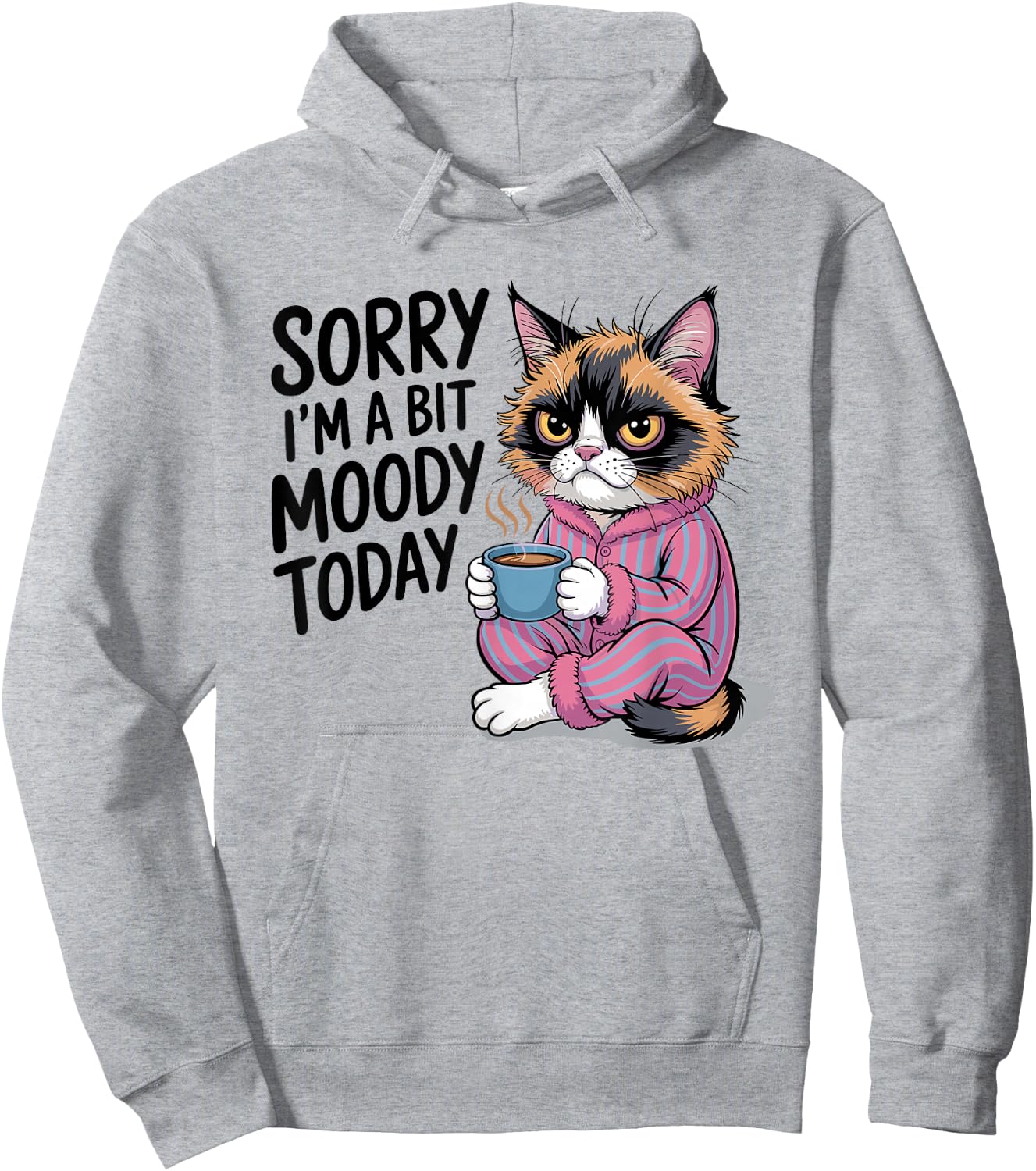 Sorry I'm A Bit Moody Today Tired Cat Hoodie - Hoodie | Ash