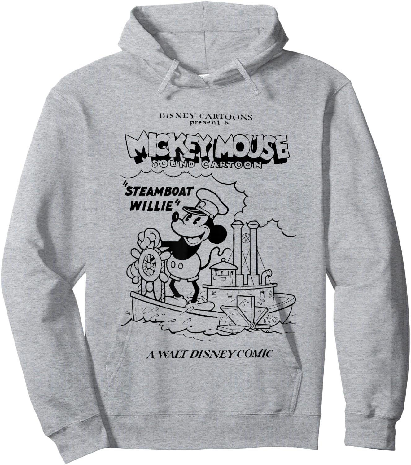 Disney Steamboat Willie A Walt Disney Comic Vintage Poster Hoodie - Hoodie | Ash