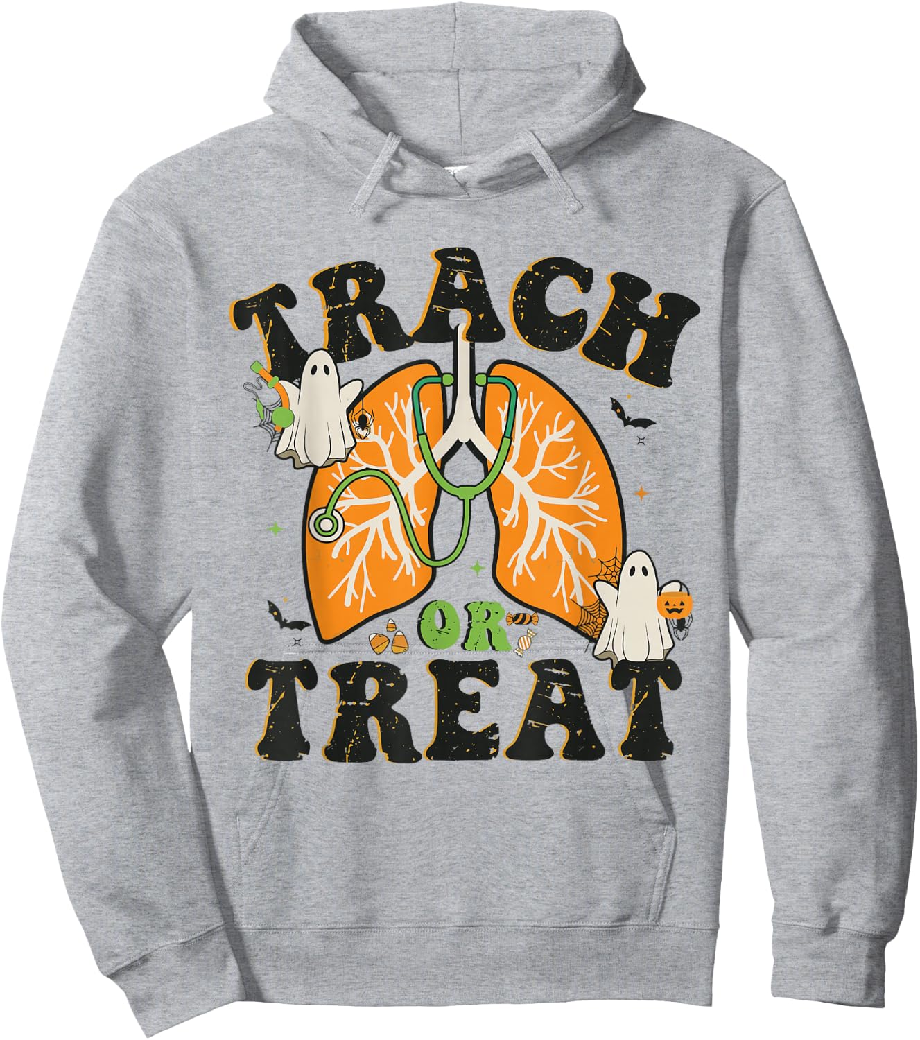 Trach or Treat ICU RN Halloween Nurse Respiratory Therapist Hoodie - Hoodie | Ash