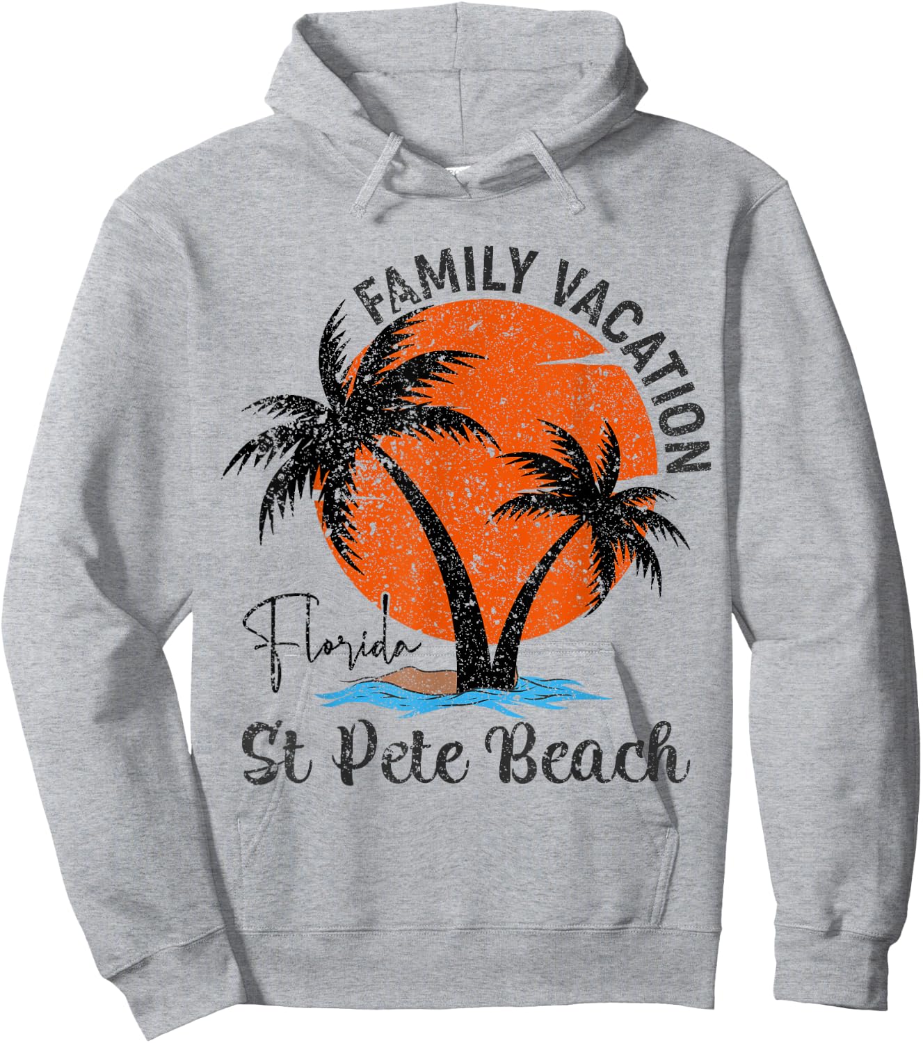 Vintage St Pete Florida Beach Palm Tree Family Vacation Men Women Kids Hoodie - Hoodie | Ash