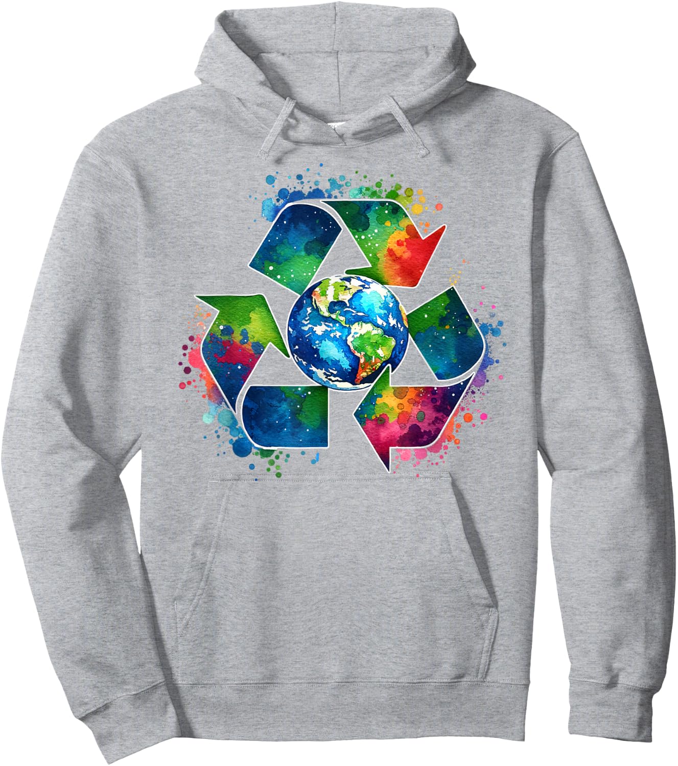 Recycle Symbol with Earth Supporting Earth Day Every Day Hoodie - Hoodie | Ash