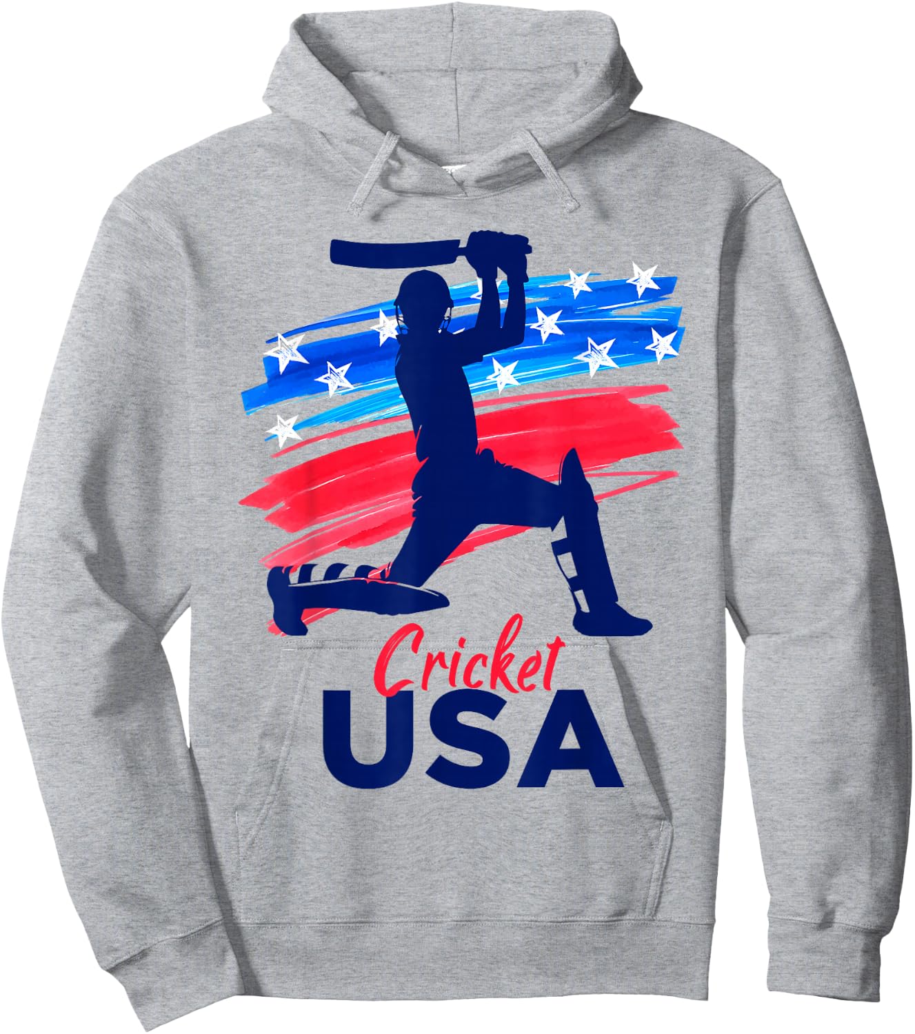 Cricket Support Team Flag USA Batsman Bowler American Hoodie - Hoodie | Ash
