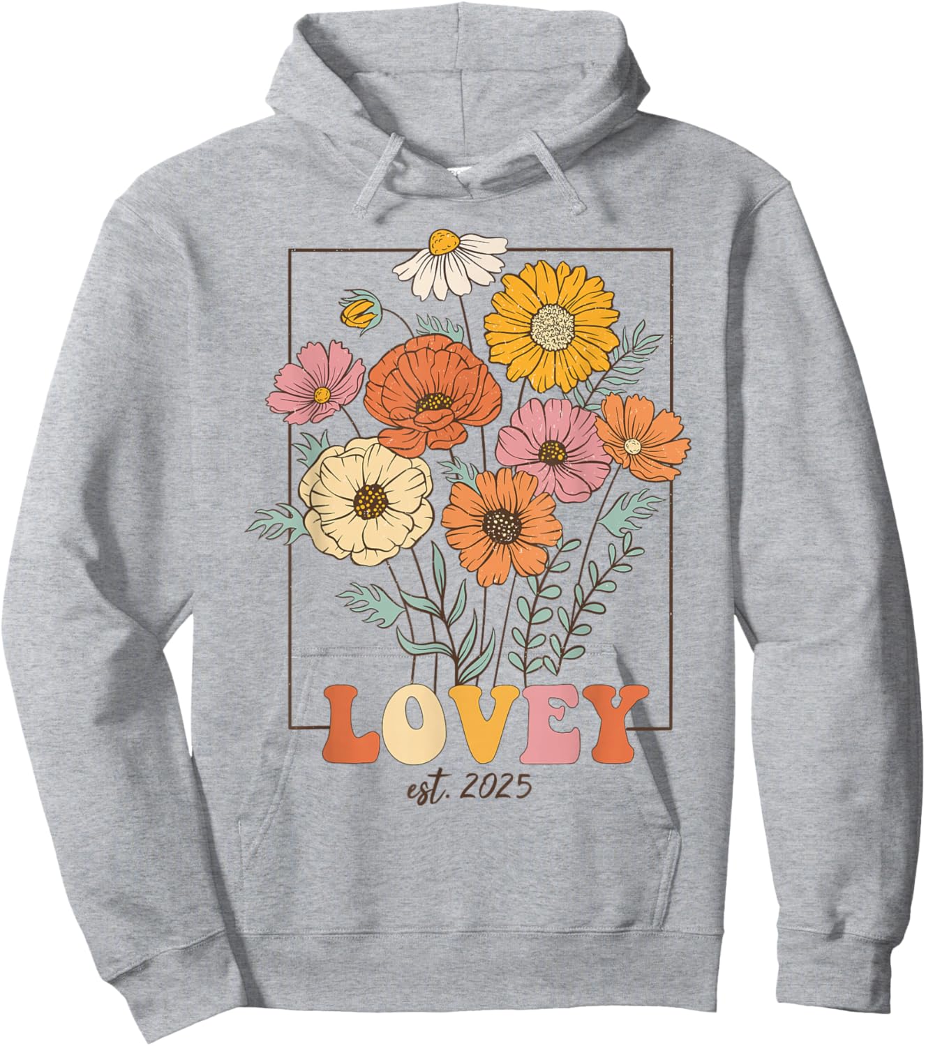 Wildflowers Lovey Pregnancy Announcement Lovey Est 2025 Hoodie - Hoodie | Ash