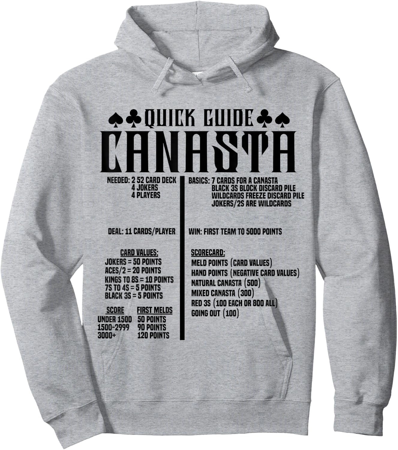 Canasta Guide Game Cards Set Score Pads Team Tray Canasta Hoodie - Hoodie | Ash