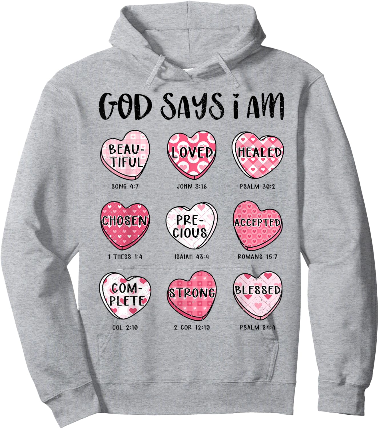 Christian Valentine God Says Bible Verses Hearts Hoodie - Hoodie | Ash