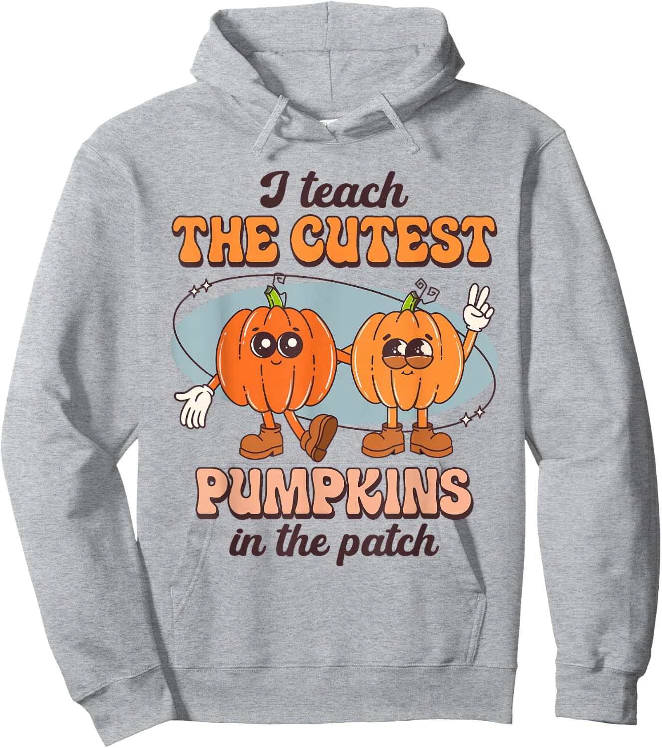 I Teach The Cutest Pumpkins In The Patch Retro Fall Teacher Hoodie - Hoodie | Ash