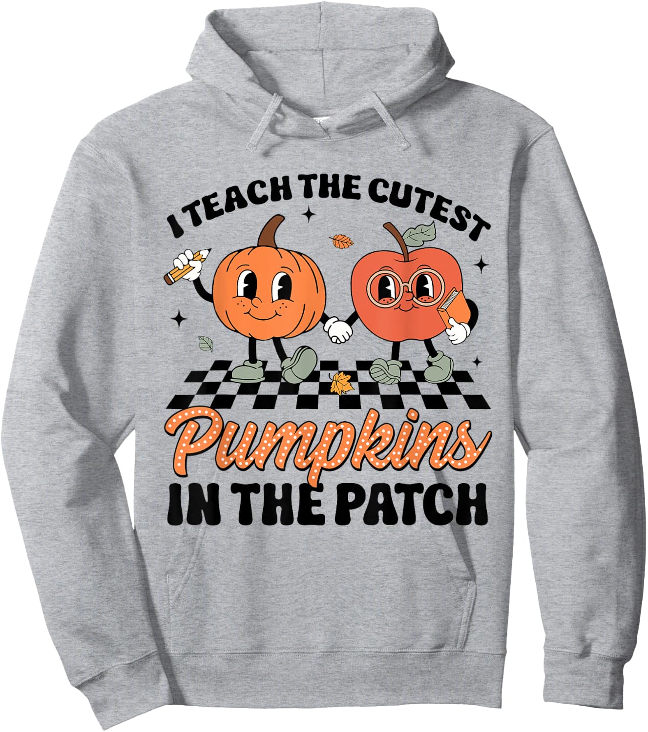 I Teach The Cutest Pumpkins In The Patch Groovy Teacher Fall Women Kids Hoodie - Hoodie | Ash