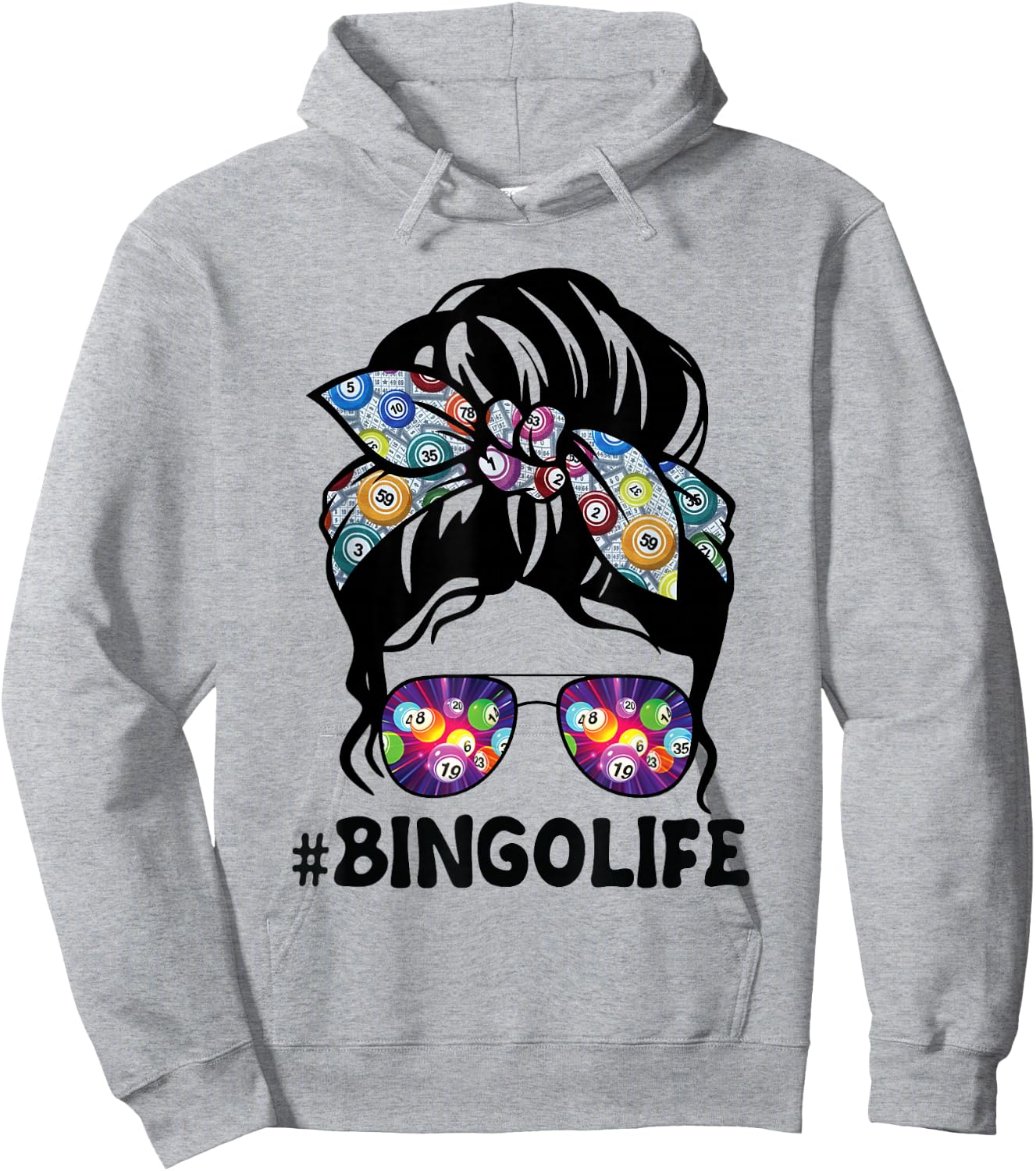 Bingo Life Messy Bun Women Bingo Lover Grandma Mothers Day Hoodie - Hoodie | Ash