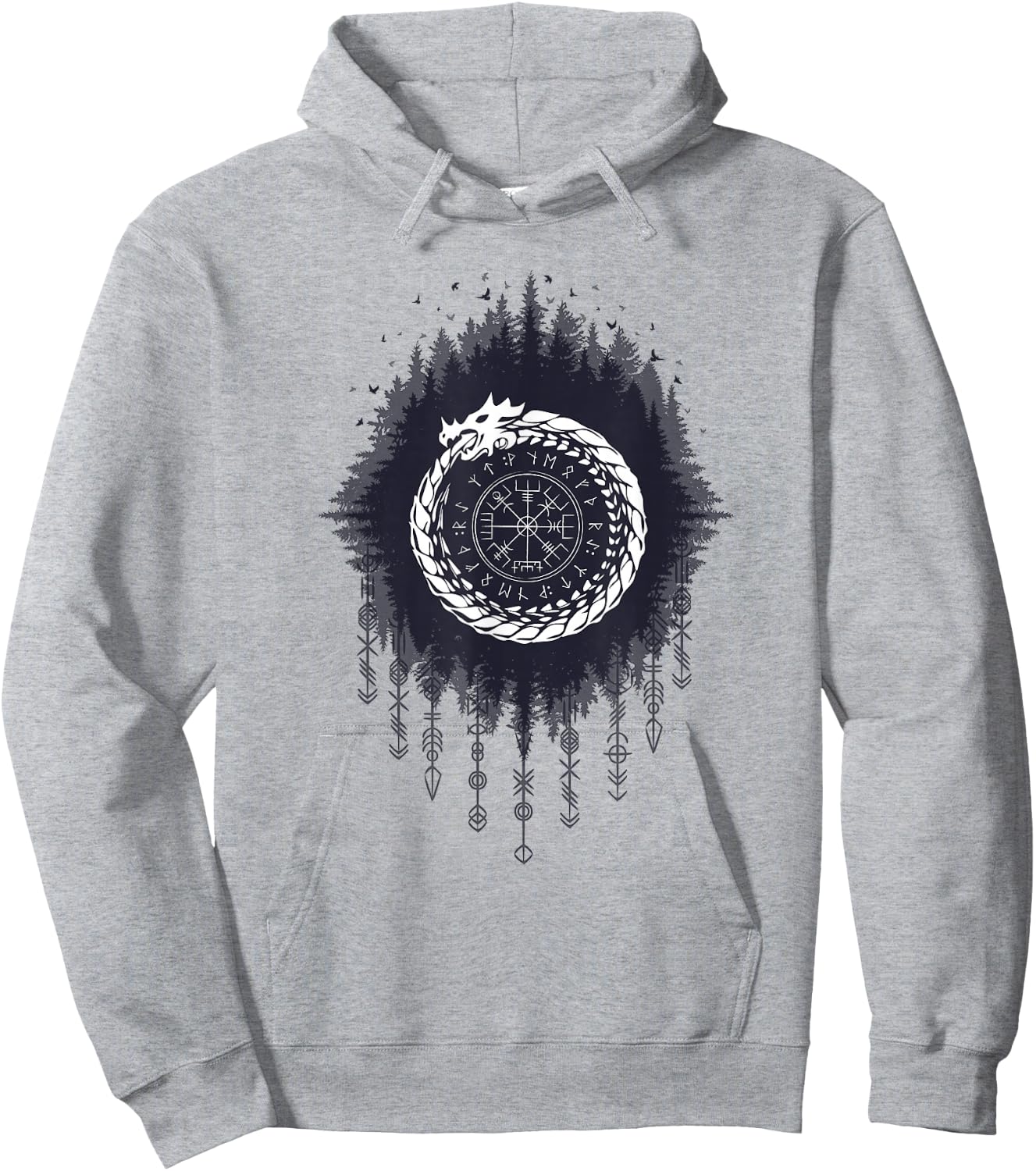 Ouroboros Snake Devouring Itself Viking Runes Cycle of Life Hoodie - Hoodie | Ash