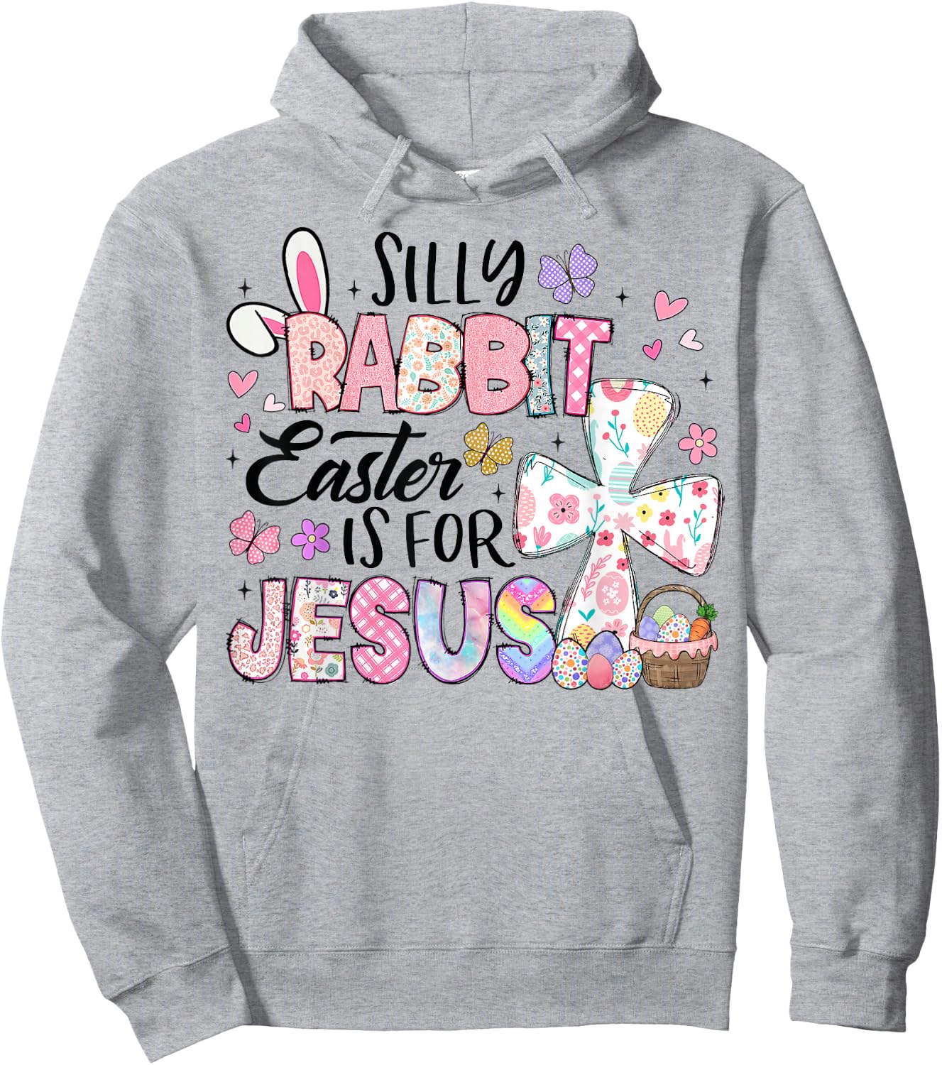 Silly Rabbit Easter Is For Jesus Cute Bunny Christian Kids Hoodie - Hoodie | Ash