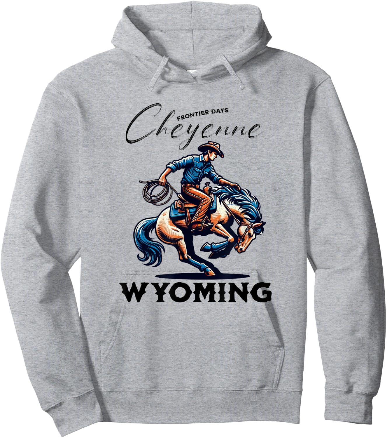 Cheyenne Wyoming Cowboys and Horse Frontier Days Hoodie - Hoodie | Ash