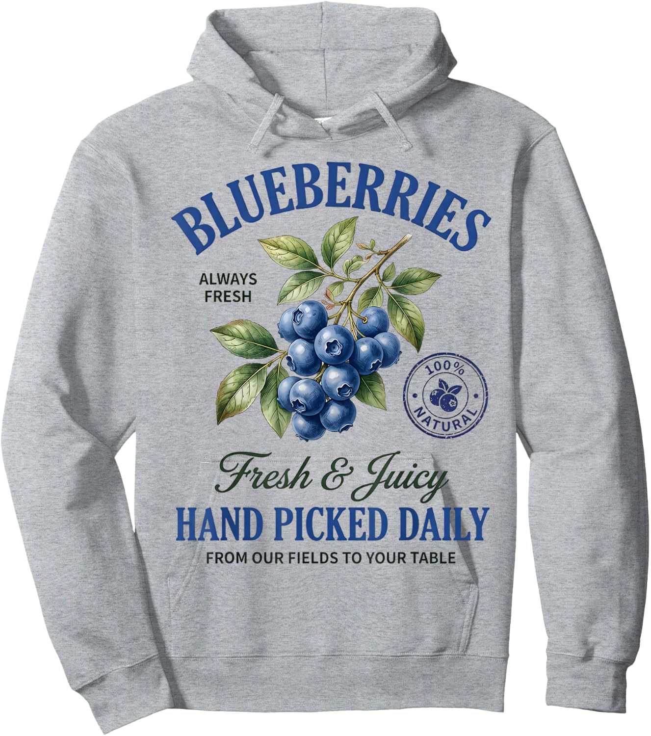 Fresh Blueberries Hand Picked Vintage Blueberry Summer Fruit Hoodie - Hoodie | Ash