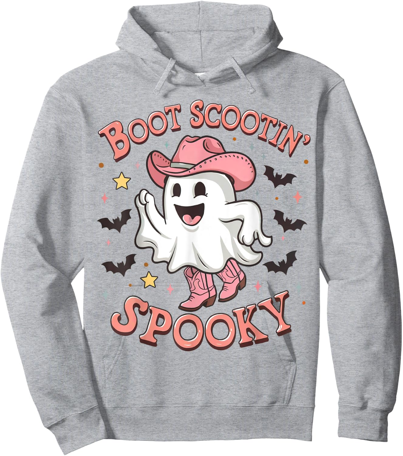 Boot Scootin' Spooky Funny Ghost Pink Cowboy Halloween Hoodie - Hoodie | Ash