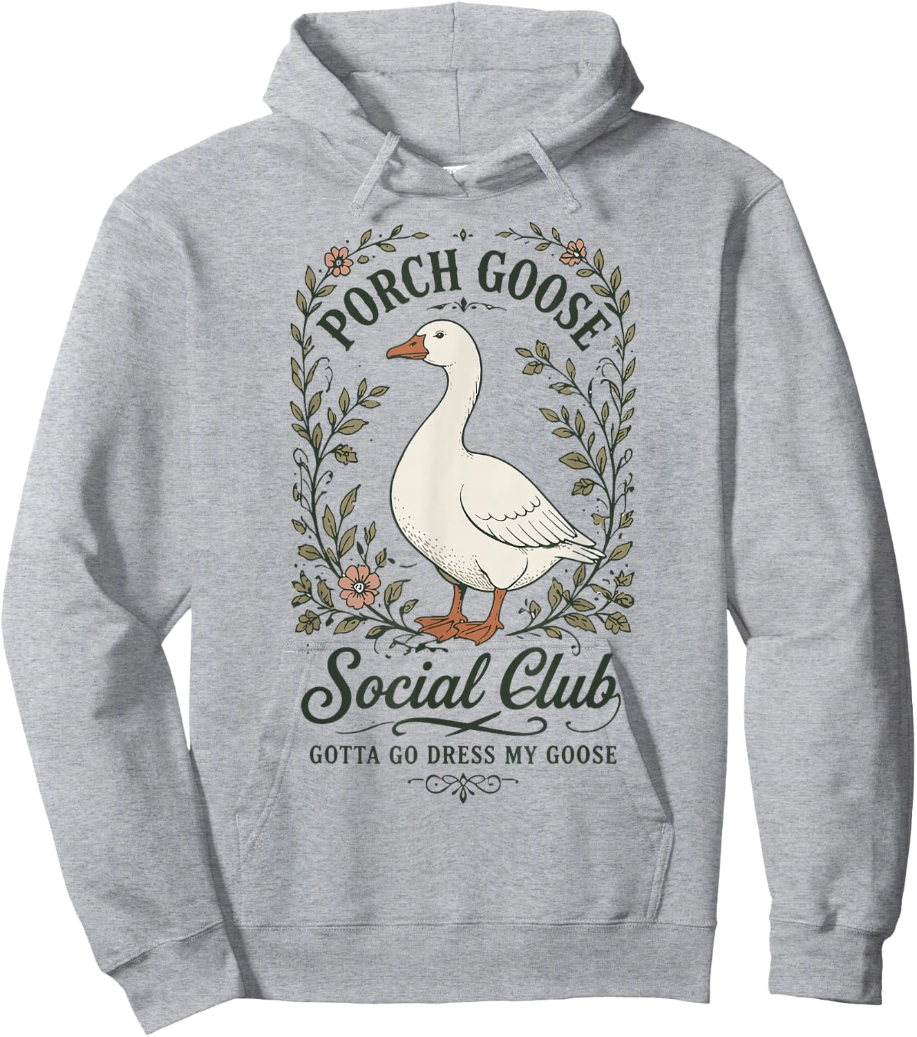 Porch Goose Social Club Funny Goose Lover Floral Hoodie - Hoodie | Ash