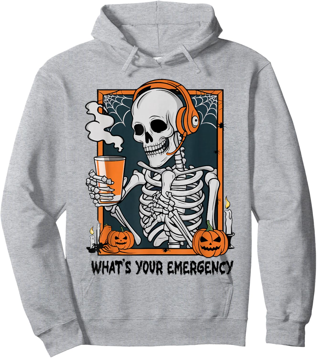 Funny 911 Dispatcher Halloween Skeleton What Your Emergency Hoodie - Hoodie | Ash