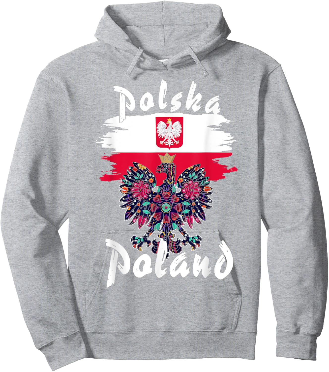 Polska Polish Flag Idea & Polish Folk Polish Eagle Hoodie - Hoodie | Ash