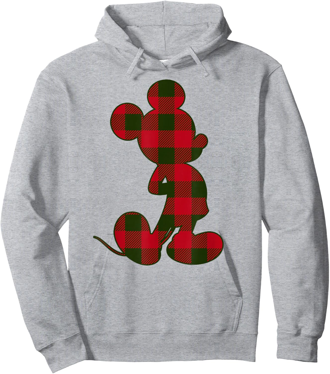 Disney Mickey Mouse Christmas Plaid Silhouette Fill Hoodie - Hoodie | Ash
