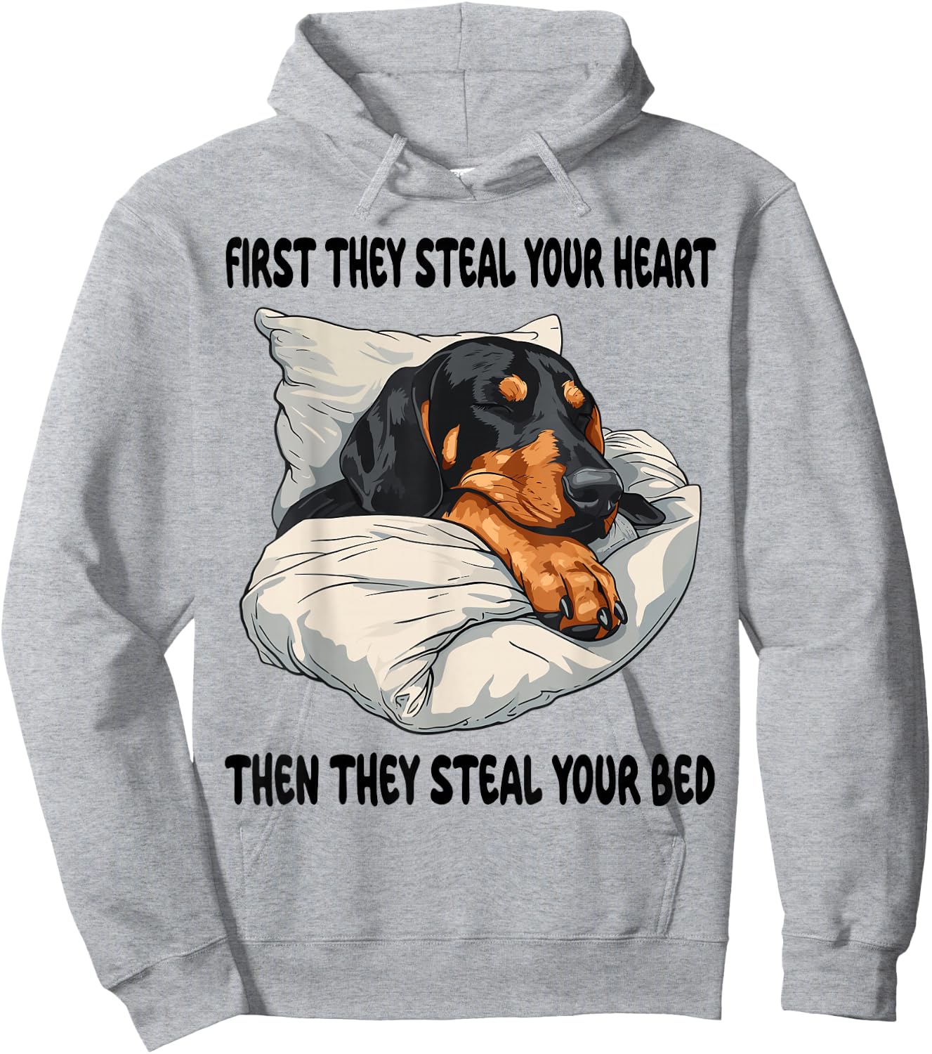 Black And Tan Coonhound Sleeping Pajamas Nightgown Hoodie - Hoodie | Ash