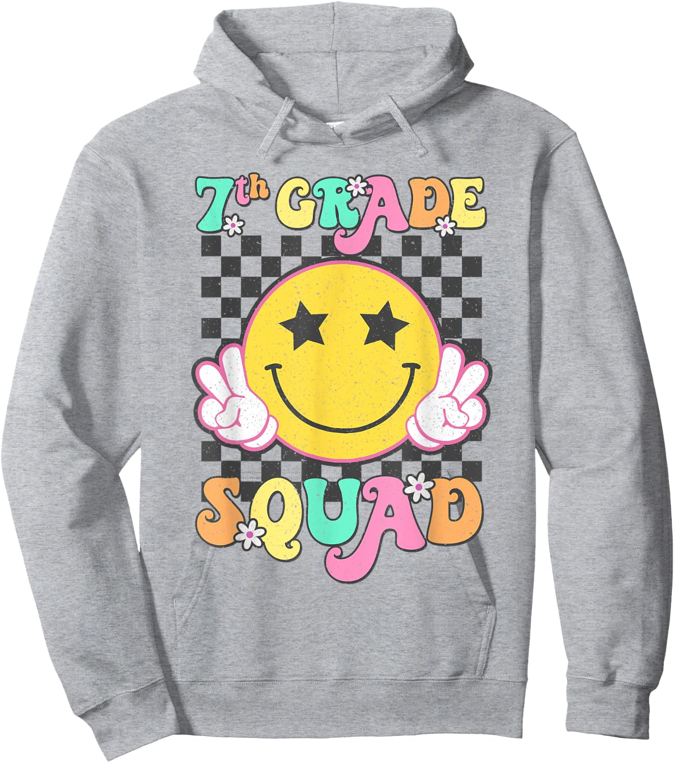 Seventh Grade Squad Smile Retro Back To School 7th Grade Hoodie - Hoodie | Ash