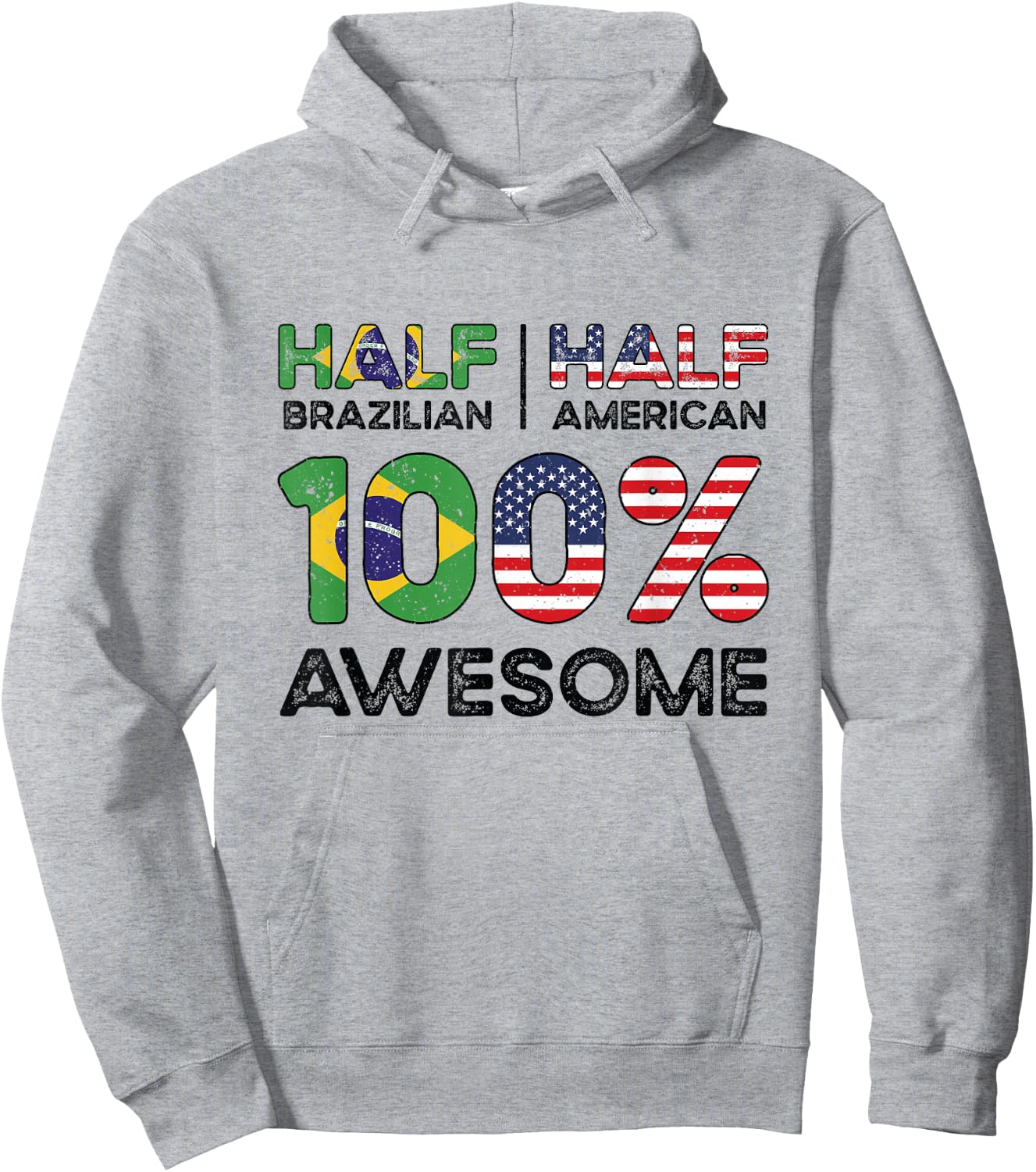 Brazilian American Patriot USA Grown Brazil US Flag Hoodie - Hoodie | Ash