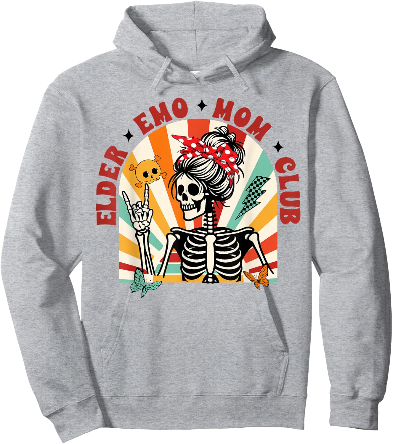 Mom Life Motherhood Messy Bun Skeleton Elder Emo Mom Club Hoodie - Hoodie | Ash