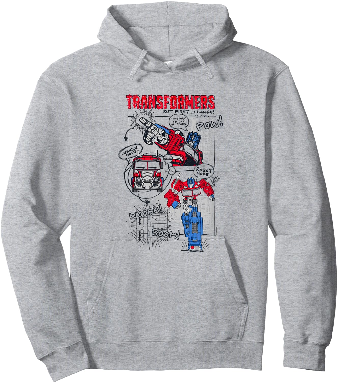 Transformers Optimus Prime Transformation Comic Strip Hoodie - Hoodie | Ash