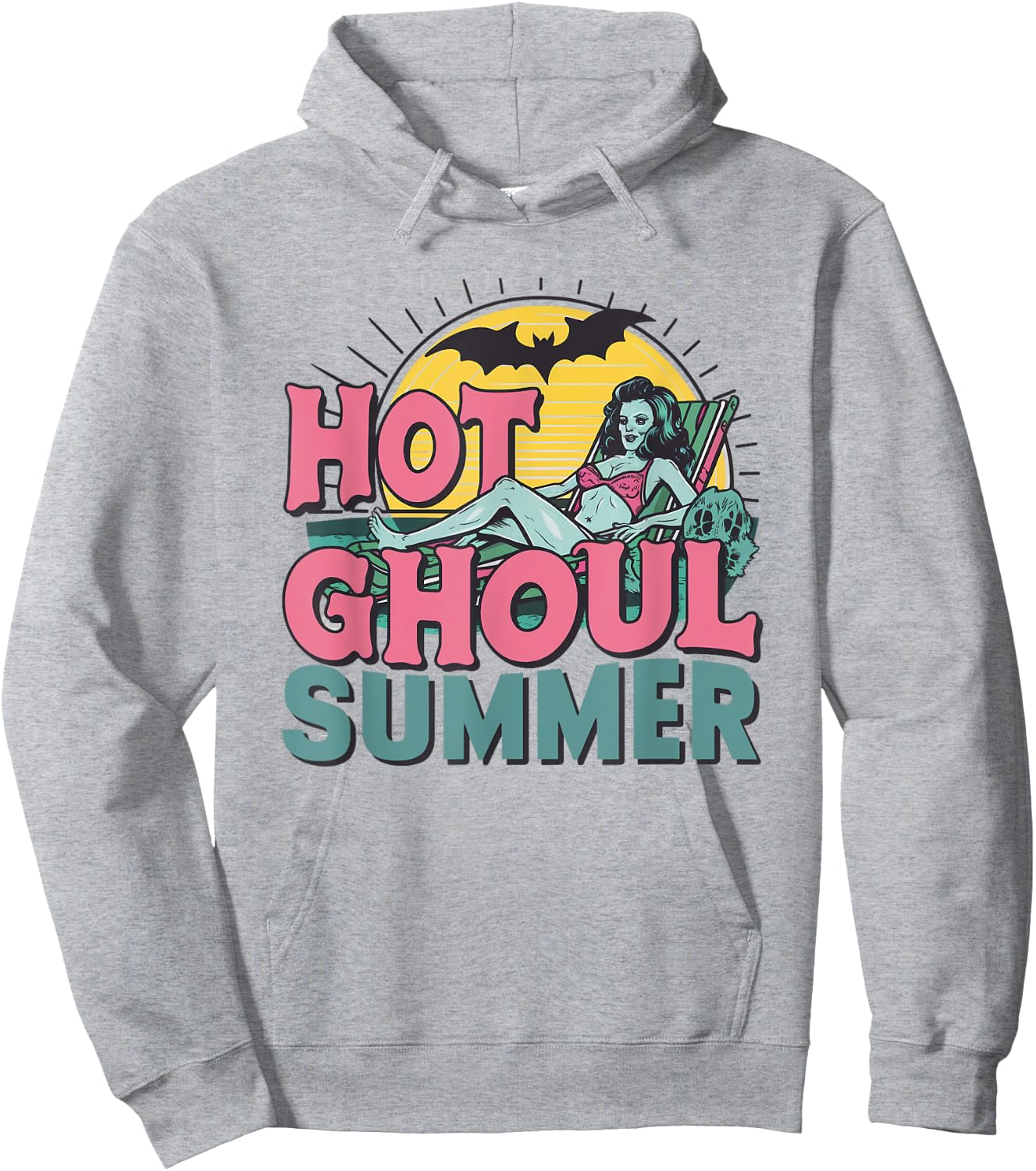 Hot Ghoul Summer Spooky Retro Zombie Pin-Up Halloween Hoodie - Hoodie | Ash