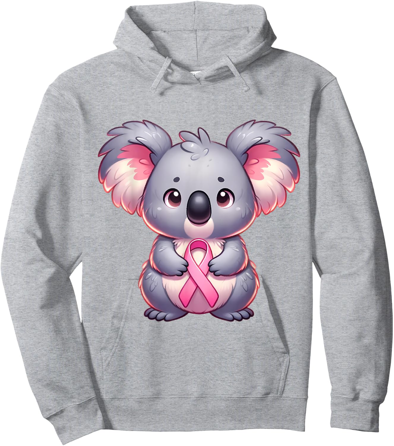 Breast Cancer Awareness Cute Koala Pink Ribbon Animal Hoodie - Hoodie | Ash