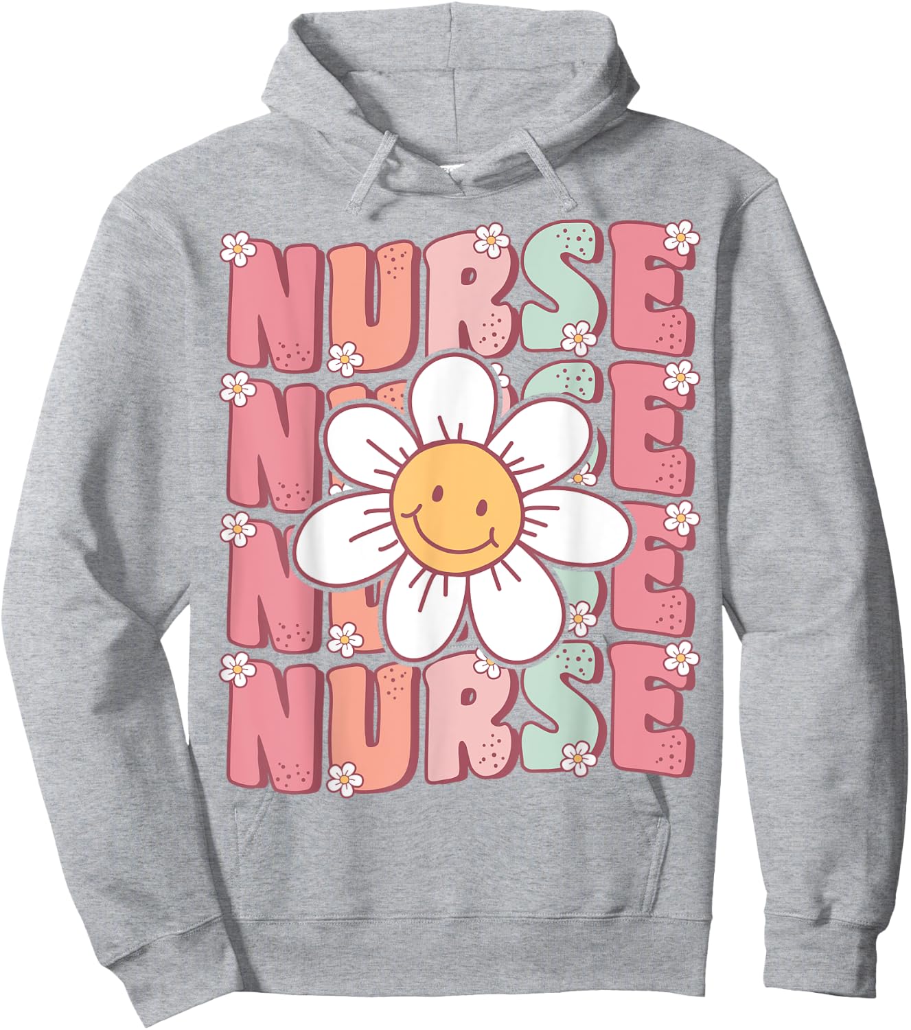 Groovy Nurse Cute Daisy Flower Retro School Nurse ICU CNA RN Hoodie - Hoodie | Ash