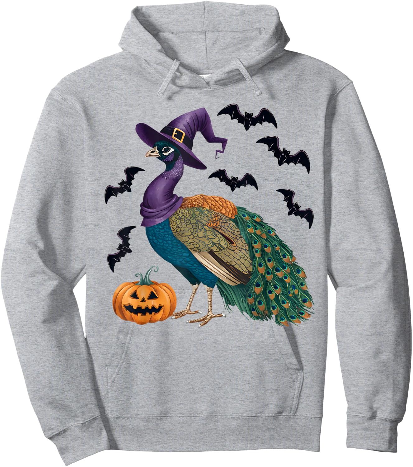 Peacock Bird Halloween Costume Pumpkin Bat Witch Hoodie - Hoodie | Ash