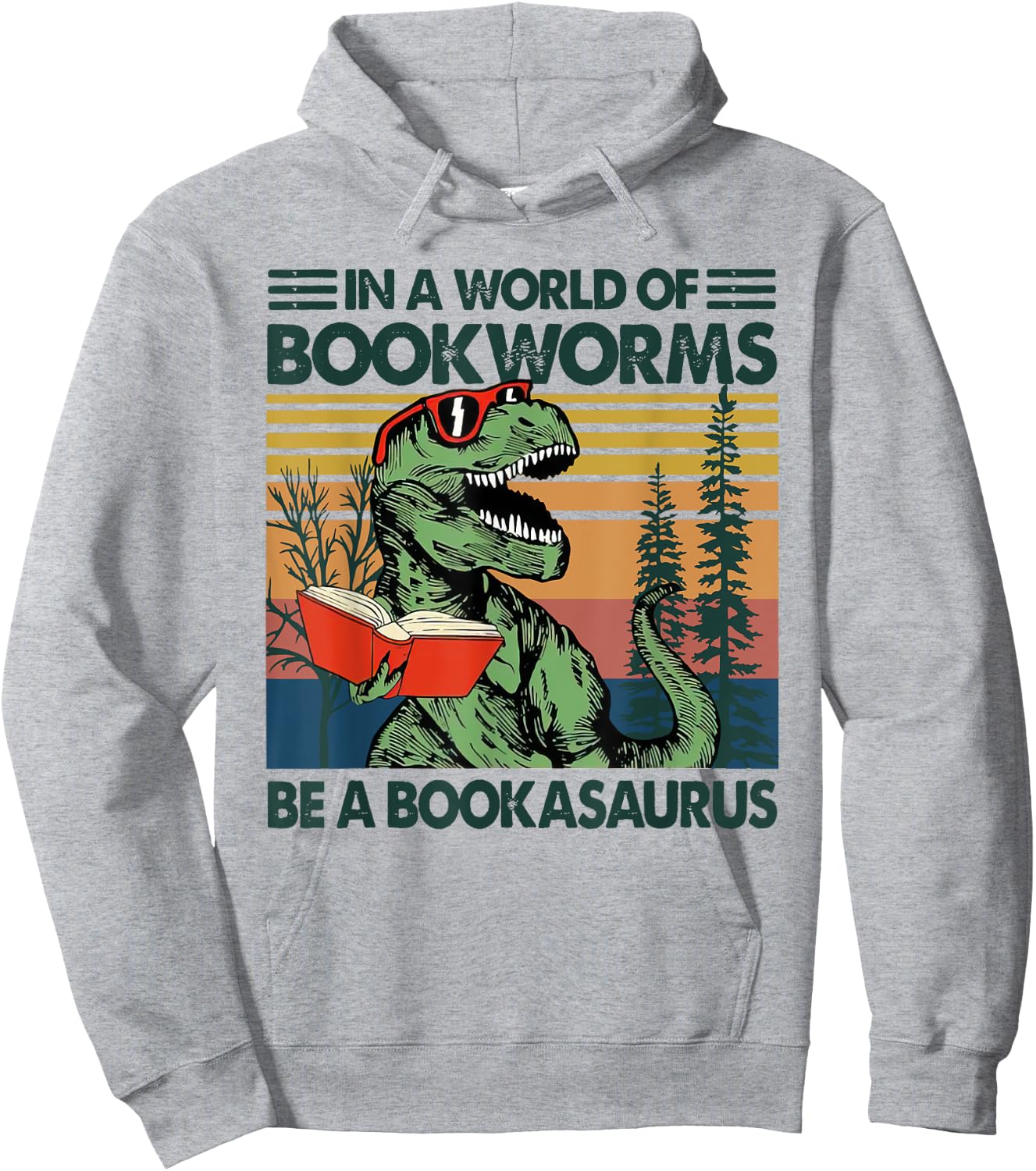 In A World Of BookWorms Be A BookAsaurus Vintage Hoodie - Hoodie | Ash