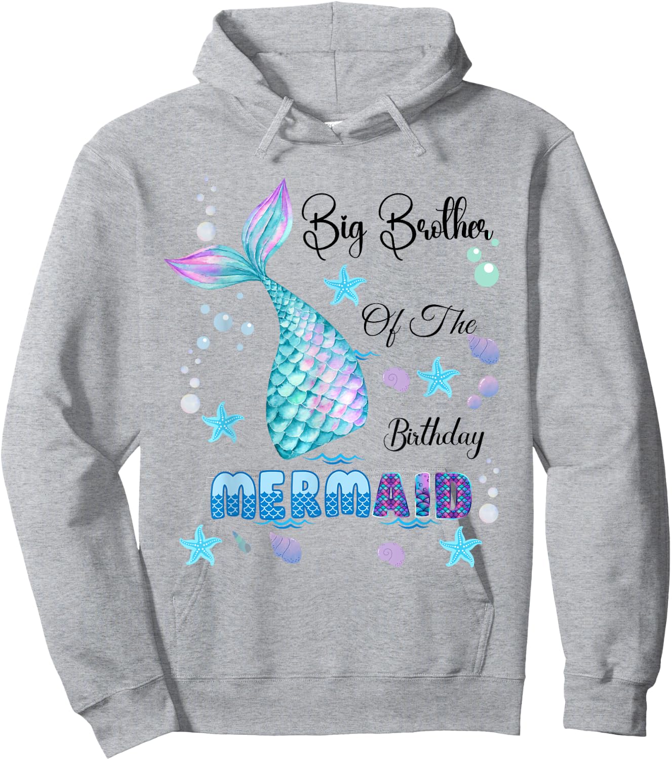 Big Brother Of The Birthday Mermaid Bday Party Mermaid Kids Hoodie - Hoodie | Ash